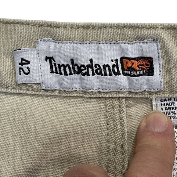 TIMBERLAND PRO SERIES Heavy Duty Cargo Shorts‎ Men's 42 Tan Cotton Twill *FLAW* - Picture 8 of 14